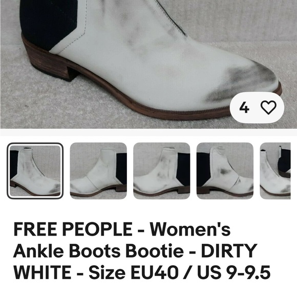 Free People Womens Ankle Boots Size EU 37 US 6.5 Bootie - DIRTY WHITE - Picture 5 of 10